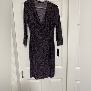 Black Label by Evan-Picone 3/4 Sleeve Printed Wrap Dress